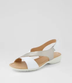 Women SUPERSOFT Comfort|Flats-Bensin White Prosecco Leather Sandals