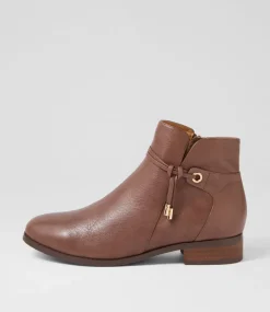 Women SUPERSOFT Boots|Comfort-Bessi Coffee Leather Ankle Boots