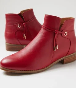 Women SUPERSOFT Boots|Comfort-Bessi Dark Red Leather Ankle Boots