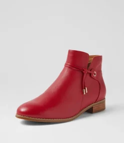 Women SUPERSOFT Boots|Comfort-Bessi Dark Red Leather Ankle Boots