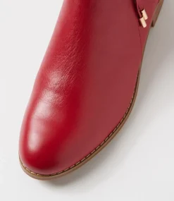 Women SUPERSOFT Boots|Comfort-Bessi Dark Red Leather Ankle Boots