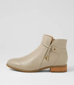 Women SUPERSOFT Boots|Comfort-Bessi Light Taupe Leather Ankle Boots