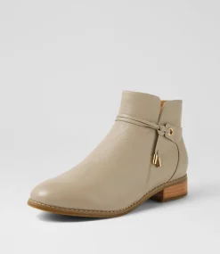 Women SUPERSOFT Boots|Comfort-Bessi Light Taupe Leather Ankle Boots