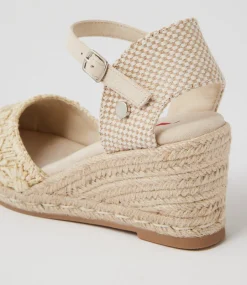 Women I LOVE BILLY Heels-Bessine Ecru Daisy Synthetic Raffia Heels