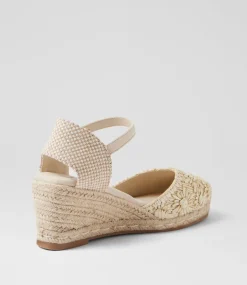 Women I LOVE BILLY Heels-Bessine Ecru Daisy Synthetic Raffia Heels