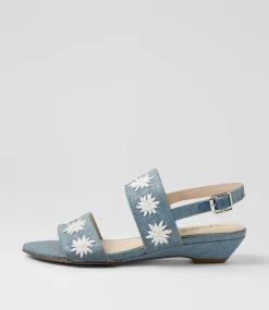 Women SUPERSOFT Comfort|Heels-Betthi Navy White Patent Synthetic Sandals