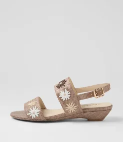 Women SUPERSOFT Comfort|Flats-Betthi Taupe Multi Synthetic Raffia Sandals