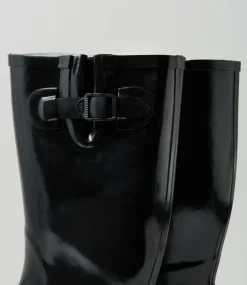 Women I LOVE BILLY Boots-Bianni Black Gumboot Knee High Boots