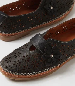 Women DIANA FERRARI Flats-Bibie Black Tan Leather Flat Shoes