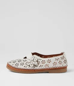 Women DIANA FERRARI Flats-Bibie White Tan Leather Flat Shoes