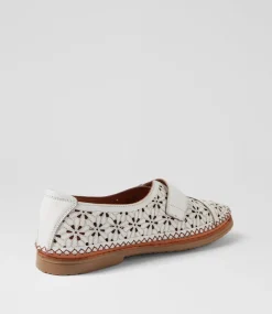 Women DIANA FERRARI Flats-Bibie White Tan Leather Flat Shoes