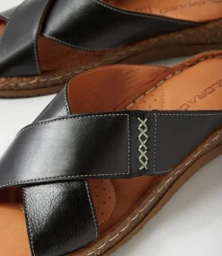 Women COLORADO Comfort|Slides-Bindya Black Leather Slides