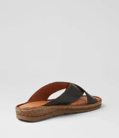 Women COLORADO Comfort|Slides-Bindya Black Leather Slides