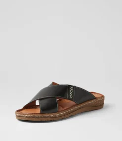 Women COLORADO Comfort|Slides-Bindya Black Leather Slides