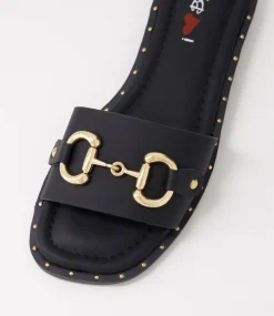 Women I LOVE BILLY Flats|Sandals-Binko Black Slides
