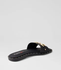 Women I LOVE BILLY Flats|Sandals-Binko Black Slides