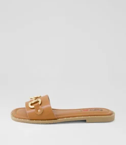 Women I LOVE BILLY Slides|Flats-Binko Tan Slides