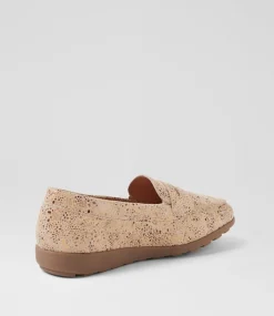 Women SUPERSOFT Loafers|Flats-Birdi Tan Brown Wide Fit Ditzy Suede Loafers