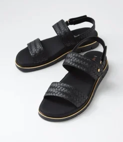 Women I LOVE BILLY Flats|Sandals-Bizzkit Black Weave Black Sandals