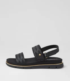 Women I LOVE BILLY Flats|Sandals-Bizzkit Black Weave Black Sandals