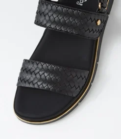 Women I LOVE BILLY Flats|Sandals-Bizzkit Black Weave Black Sandals