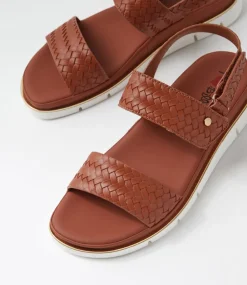 Women I LOVE BILLY Flats|Sandals-Bizzkit Dark Tan Weave Sandals