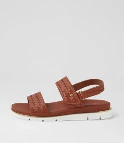 Women I LOVE BILLY Flats|Sandals-Bizzkit Dark Tan Weave Sandals