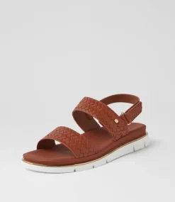 Women I LOVE BILLY Flats|Sandals-Bizzkit Dark Tan Weave Sandals