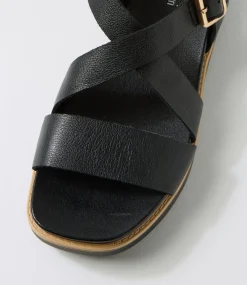 Women DIANA FERRARI Flats|Sandals-Blaklee Black Leather Sandals