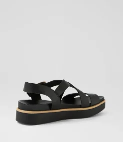 Women DIANA FERRARI Flats|Sandals-Blaklee Black Leather Sandals