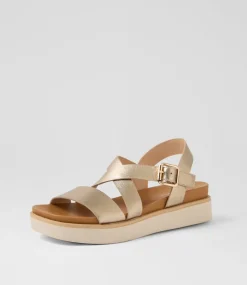 Women DIANA FERRARI Flats|Sandals-Blaklee Champagne Almond Leather Sandals
