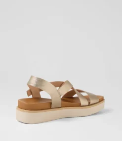 Women DIANA FERRARI Flats|Sandals-Blaklee Champagne Almond Leather Sandals