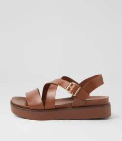 Women DIANA FERRARI Flats|Sandals-Blaklee Walnut Leather Sandals