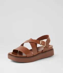 Women DIANA FERRARI Flats|Sandals-Blaklee Walnut Leather Sandals