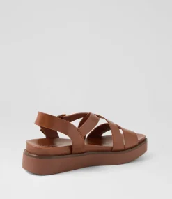 Women DIANA FERRARI Flats|Sandals-Blaklee Walnut Leather Sandals