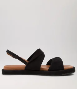 Women DIANA FERRARI Flats|Sandals-Bloom Black Suede Sandals