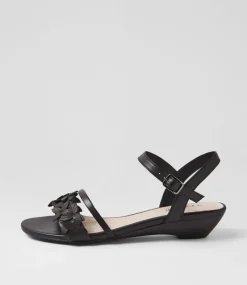 Women SUPERSOFT Comfort|Heels-Blossums Black Leather Sandals