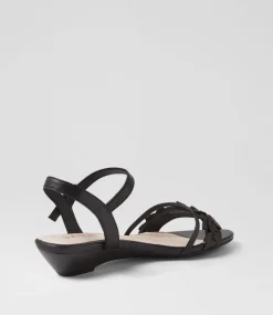Women SUPERSOFT Comfort|Heels-Blossums Black Leather Sandals