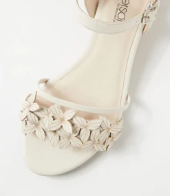 Women SUPERSOFT Comfort|Heels-Blossums Ivory Leather Sandals