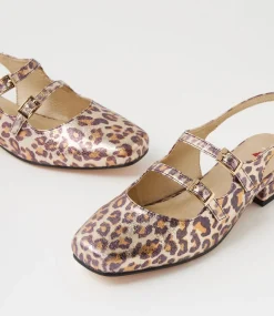 Women I LOVE BILLY Flats|Heels-Bogota Gold Leopard Fabric Heels