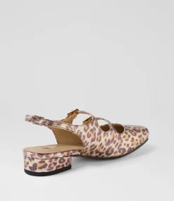 Women I LOVE BILLY Flats|Heels-Bogota Gold Leopard Fabric Heels