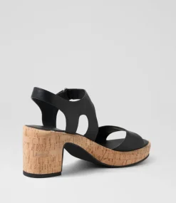 Women DIANA FERRARI Heels|Sandals-Bollings Black Cork Leather Sandals