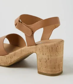 Women DIANA FERRARI Heels|Sandals-Bollings Dark Tan Cork Leather Sandals