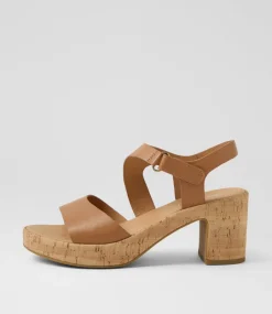 Women DIANA FERRARI Heels|Sandals-Bollings Dark Tan Cork Leather Sandals
