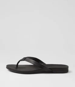 Women DIANA FERRARI Slides|Flats-Bondis Black Leather Slides