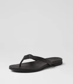 Women DIANA FERRARI Slides|Flats-Bondis Black Leather Slides