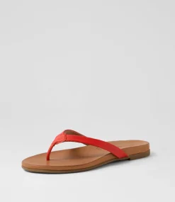 Women DIANA FERRARI Slides|Flats-Bondis Red Leather Slides