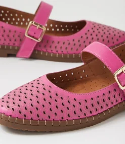 Women DIANA FERRARI Mary Janes|Flats-Boney Fuschia Leather Flat Shoes