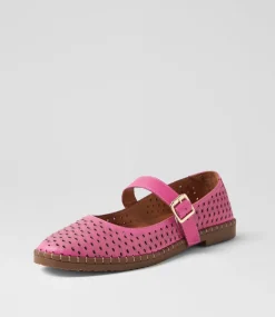 Women DIANA FERRARI Mary Janes|Flats-Boney Fuschia Leather Flat Shoes