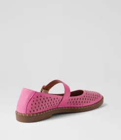 Women DIANA FERRARI Mary Janes|Flats-Boney Fuschia Leather Flat Shoes